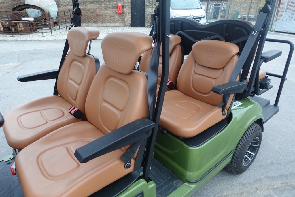 Interior seating layout of electric people carrier vehicle